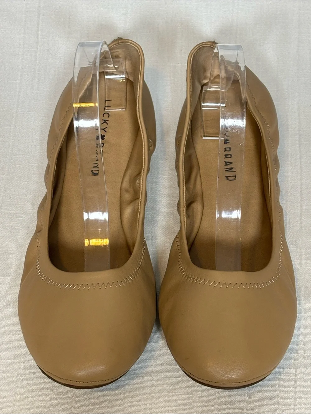 Lucky Brand Emmie Classic Slip-On Leather Ballet Flats-Tan-Women Size 11